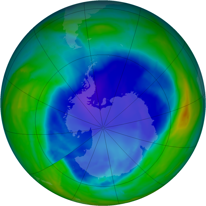 Antarctic ozone map for 03 September 2008